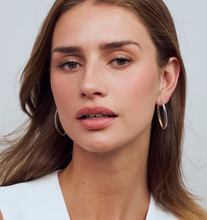 Load image into Gallery viewer, Sif Jakobs Two Tone Rhodium Plated Sterling Silver Oblong Hoop Earrings
