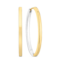 Load image into Gallery viewer, Sif Jakobs Two Tone Rhodium Plated Sterling Silver Oblong Hoop Earrings
