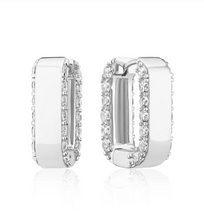 Load image into Gallery viewer, Sif Jakobs Rhodium Plated Sterling Silver CZ Edged Square Hoop Earrings (SI8384)
