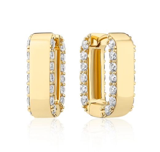 Sif Jakobs 18k Gold Plated Sterling Silver CZ Edged Square Hoop Earrings