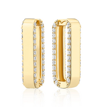 Load image into Gallery viewer, Sif Jakobs 18k Gold Plated Sterling Silver CZ Edged Square Hoop Earrings
