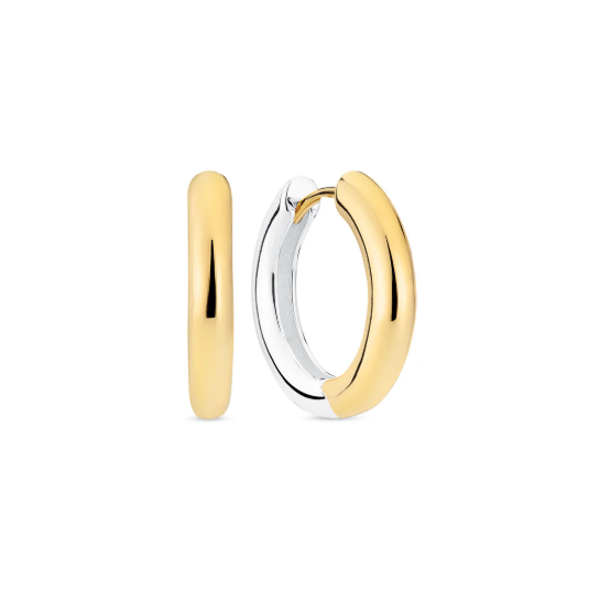 Sif Jakobs Two Tone Rhodium Plated Sterling Silver Hoop Earrings (SI8366)