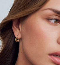 Load image into Gallery viewer, Sif Jakobs Sterling Silver or 18k Yellow Gold Plated Borsa Nestled Pave CZ Chunky Hoop Earrings
