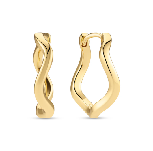 Sif Jakobs Sterling Silver/Gold Plated/Two Tone Wave Medium Hoop Earrings