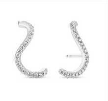 Load image into Gallery viewer, Sif Jakobs Sterling Silver or 18k Yellow Gold Plated CZ Wave Stud Earrings
