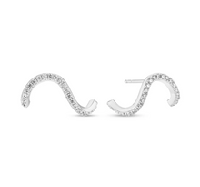 Load image into Gallery viewer, Sif Jakobs Sterling Silver or 18k Yellow Gold Plated CZ Wave Stud Earrings
