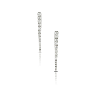 18k White Gold Graduating Diamond Bar Earrings (I9017)