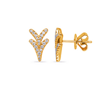 Load image into Gallery viewer, 14k Gold Pave Diamond Double Chevron Stud Earrings
