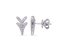 Load image into Gallery viewer, 14k Gold Pave Diamond Double Chevron Stud Earrings
