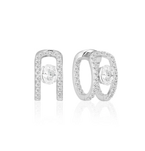 Load image into Gallery viewer, Sif Jakobs Rhodium or 18k Yellow Gold Plated Carezza Creolo Floating CZ Huggie Hoop Earrings
