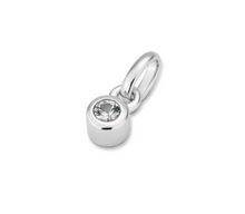 Load image into Gallery viewer, Sterling Silver &amp; Gold Plated Petite Bezel Set White Sapphire Pendant Charm
