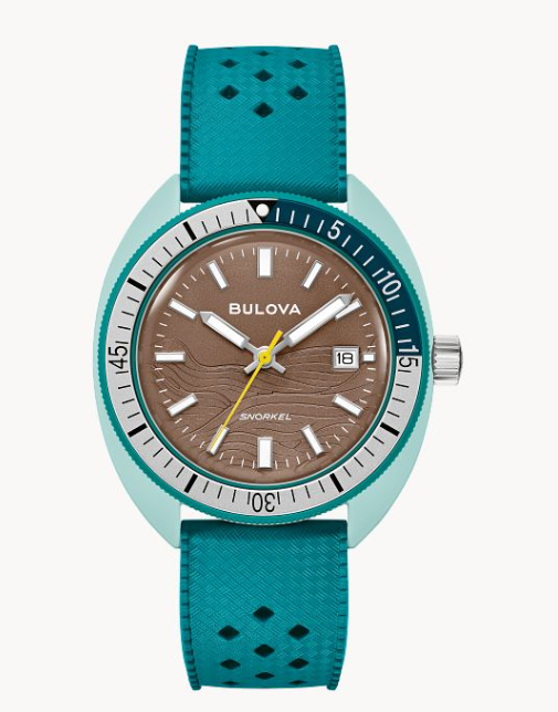 Bulova Snorkel 'Sea Turtle' Teal Rubber Watch (I9173)