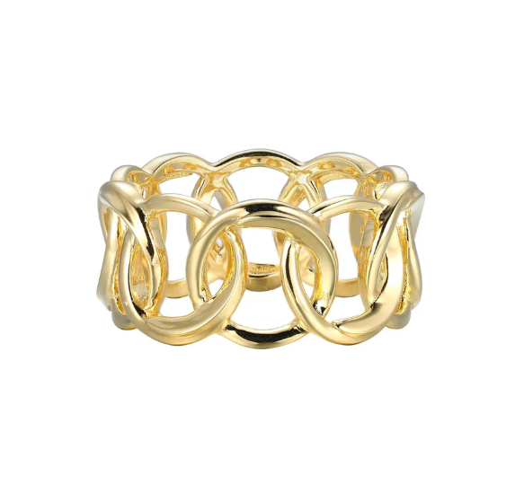 ELLE Gold Plated Sterling Silver Interlocking Link Ring