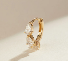 Load image into Gallery viewer, SBJ Earscapes - 14k Yellow Gold Triple Pear Lab Grown Diamond *Single* Huggie Earring
