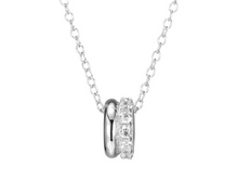 Load image into Gallery viewer, ELLE Rhodium Plated Sterling Silver High Polish &amp; CZ Rondelle Necklace (SI8179)
