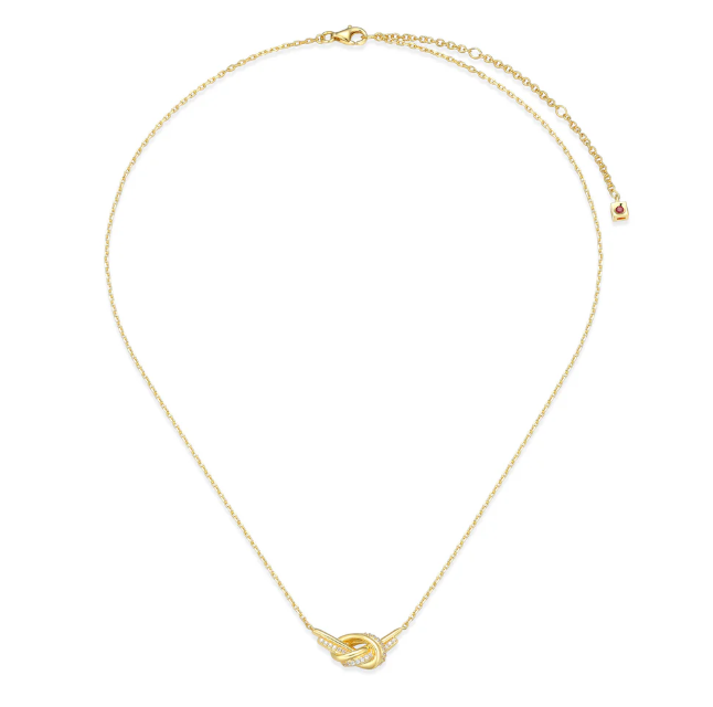 ELLE Gold Plated Sterling Silver CZ Unity Knot Necklace (SI8430)