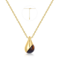 Load image into Gallery viewer, Gold Plated Sterling Silver Tiger Eye Tear Drop Necklace (SI9561)
