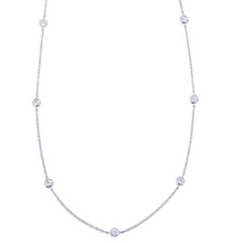 Load image into Gallery viewer, 14k White, Yellow or Two Tone Gold Bezel Set Diamond Necklace (I0131)
