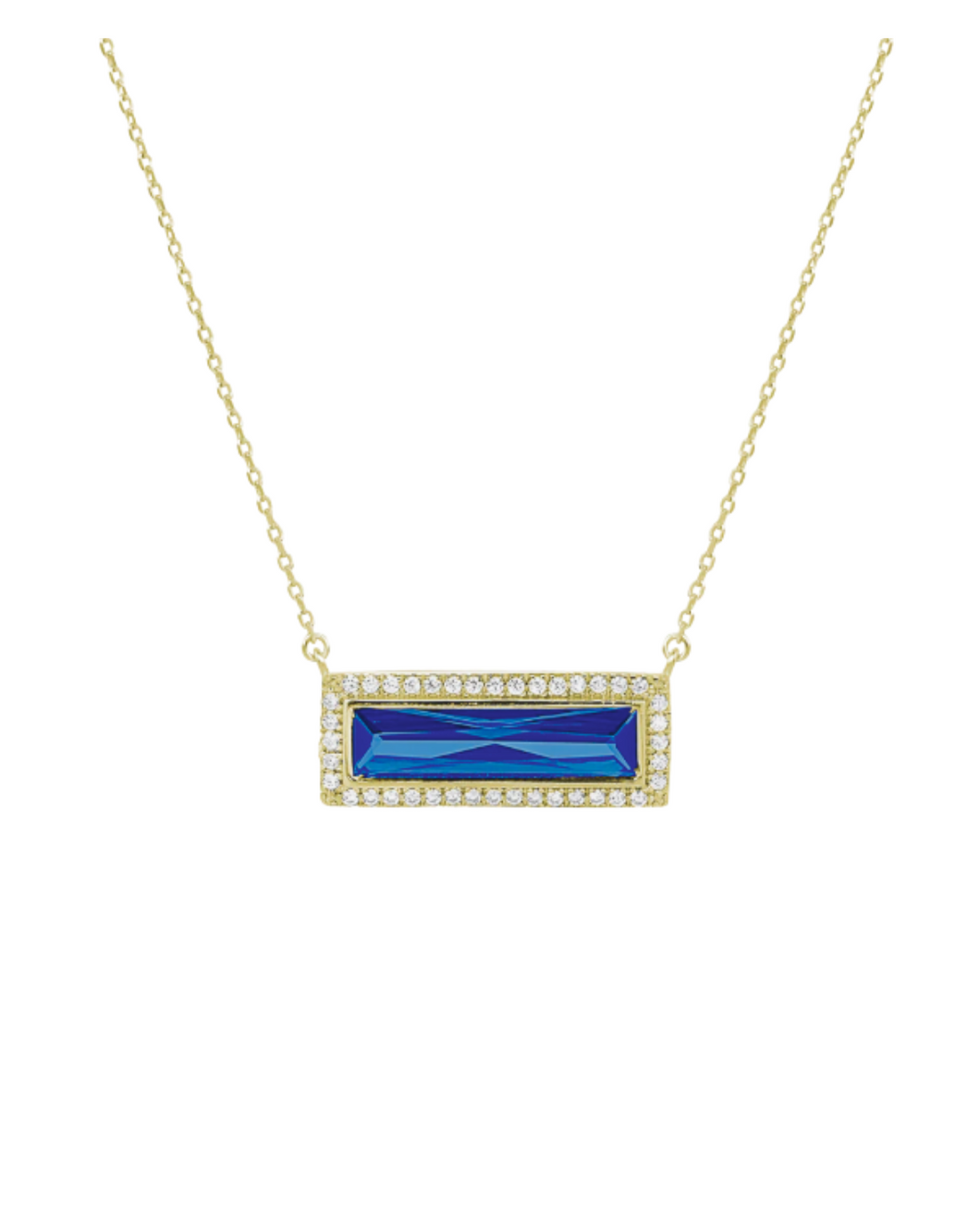 Kelly Waters Gold Vermeil Simulated Sapphire & Diamond Horizontal Necklace (SI8048)