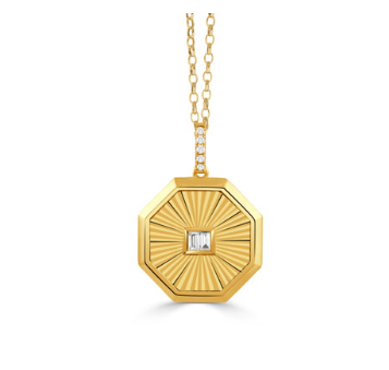 18k Yellow Gold Helios Octagon Diamond Accent Pendant (I9575)