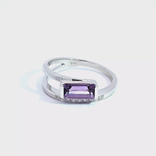 Load and play video in Gallery viewer, 14k White Gold Amethyst &amp; Diamond Wraparound Ring (I8796)
