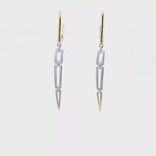Load and play video in Gallery viewer, 14k Two Tone Negative Space Dangle Point Earrings (I8848)
