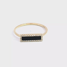 Load and play video in Gallery viewer, 14k Yellow Gold Rectangle Black Agate &amp; Diamond Ring (I8599)
