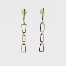 Load and play video in Gallery viewer, 14k Gold Geometric Drop Diamond Accent Earrings
