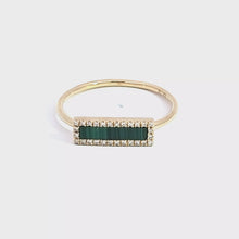 Load and play video in Gallery viewer, 14k Yellow Gold Rectangle Malachite &amp; Diamond Ring (I8598)
