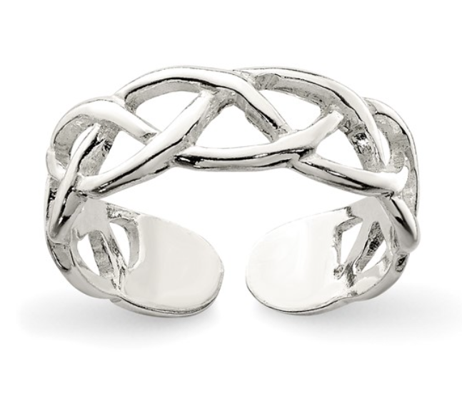 Sterling Silver Celtic Weave Adjustable Toe Ring (SI8072)