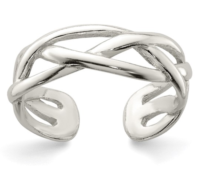 Sterling Silver Woven Adjustable Toe Ring (SI8075)