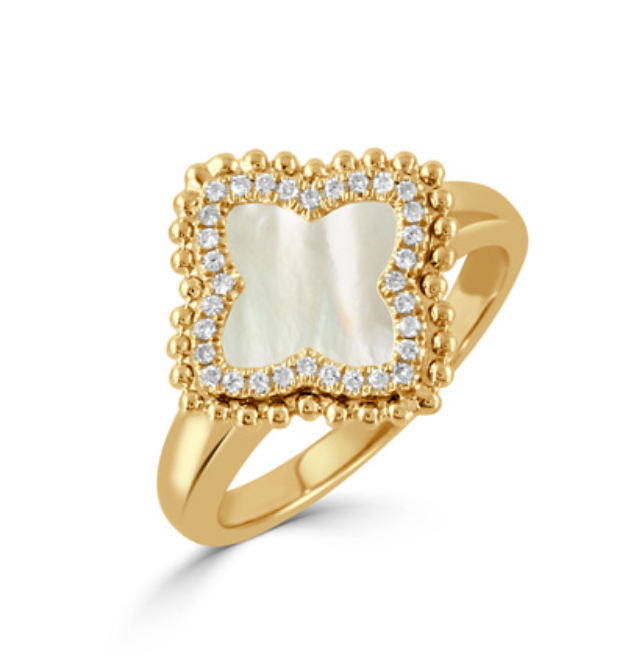 18k Yellow Gold 'Ravenna' Mother of Pearl & Diamond Ring (I9000)