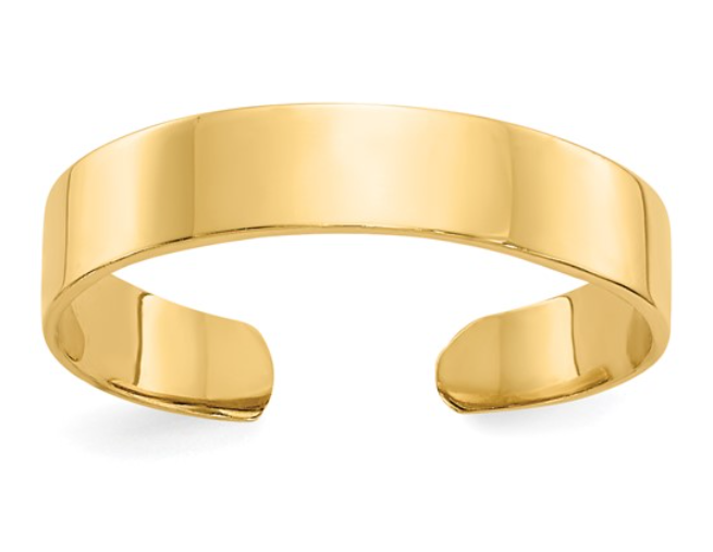 14k Yellow Gold Flat Band Adjustable Toe Ring (I9270)
