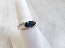 Load image into Gallery viewer, 14k White Gold Marquise London Blue Topaz &amp; Diamond Split Band Ring (I9734)
