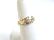 Load image into Gallery viewer, 14k Yellow Gold Satin Finish Flush-Set Pear Shape &amp; Round Diamond Wave Ring (I9827)
