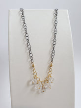 Load image into Gallery viewer, AVF Limited Edition Oxidized Sterling Silver with Gold Filled Accents Herkimer Diamond 5 Stone Dangle Necklace (SI6925)
