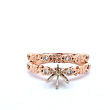 Load image into Gallery viewer, 14k Rose Gold Floral Accent Wedding Set Semi-Mounting (I2944)
