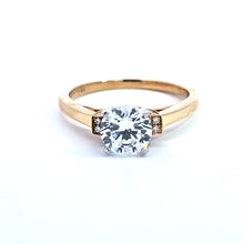 Load image into Gallery viewer, 14k Yellow Gold Cubic Zirconia Center Stone w/ Hidden Diamond Accent Engagement Ring (I6063)
