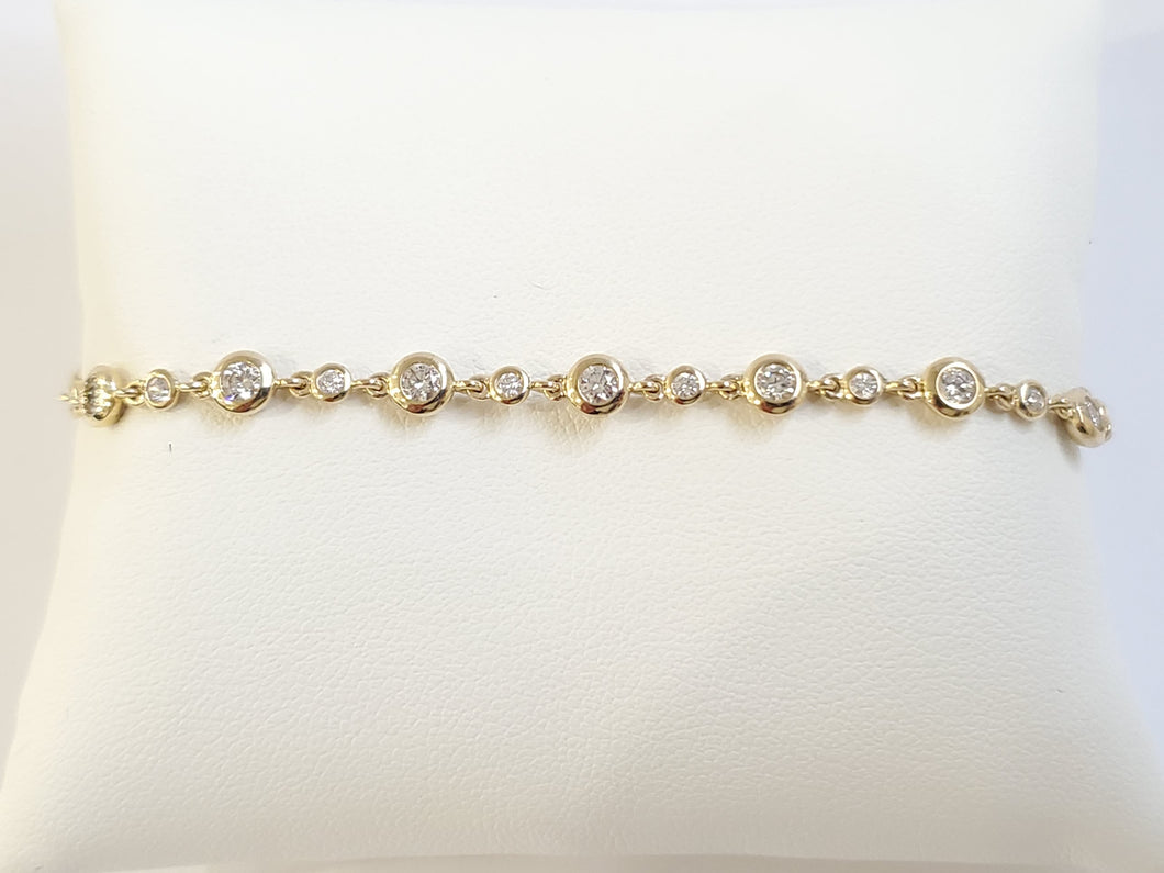 14k Yellow Gold Bezel Set Diamond Bracelet (I9763)