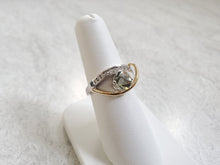 Load image into Gallery viewer, 14k White Gold Green Amenthyst &amp; Diamond Crossover Ring (I9738)
