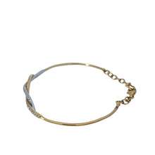 Load image into Gallery viewer, CLEARANCE - 14k Yellow &amp; White Gold Diamond Crossover Chain Bracelet (I7849)
