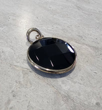 Load image into Gallery viewer, CLEARANCE - Gold Plated Sterling Silver Faceted Black Agate Disc Pendant (SI9705)
