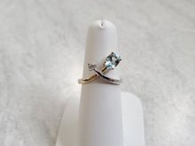 Load image into Gallery viewer, 14k Two Tone Gold Aquamarine &amp; Diamond Crossover Ring (I9737)
