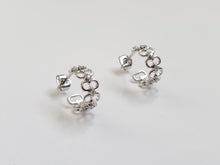 Load image into Gallery viewer, 14k White Gold Diamond Link Huggie Hoop Earrings (I9651)
