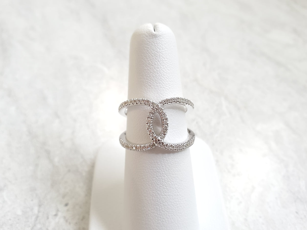 14k Gold Interlocking Wide Negative Space Diamond Ring – Susan Bella ...