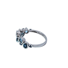 Load image into Gallery viewer, 14k White Gold Fancy Shape London Blue Topaz, Blue Sapphire &amp; Blue Topaz Ring (I9923)
