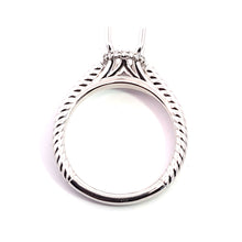 Load image into Gallery viewer, 14k White Gold Hidden Diamond Halo w/ Rope Style Band Semi Mounting Engagement Ring (I5457)
