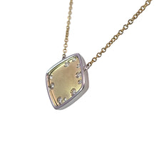 Load image into Gallery viewer, 14k Yellow &amp; White Gold Matte Flush-Set Diamond Convex Pendant Necklace (I9883)
