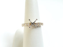 Load image into Gallery viewer, 14k Yellow Gold w/ White Gold Head 1.12ctw Pave Diamond Semi-Mounting &amp; Wedding Band Set (I9820)
