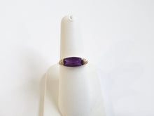 Load image into Gallery viewer, 14k Yellow Gold Checkerboard Faceted Amethyst &amp; Pave Diamond Accent Ring (I9740)
